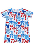 Load image into Gallery viewer, Bamboo Shorty Romper  | Red-White & Bows
