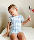 Load image into Gallery viewer, Stars Gingham 2pc Bamboo Pajamas
