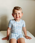 Load image into Gallery viewer, Stars Gingham 2pc Bamboo Pajamas
