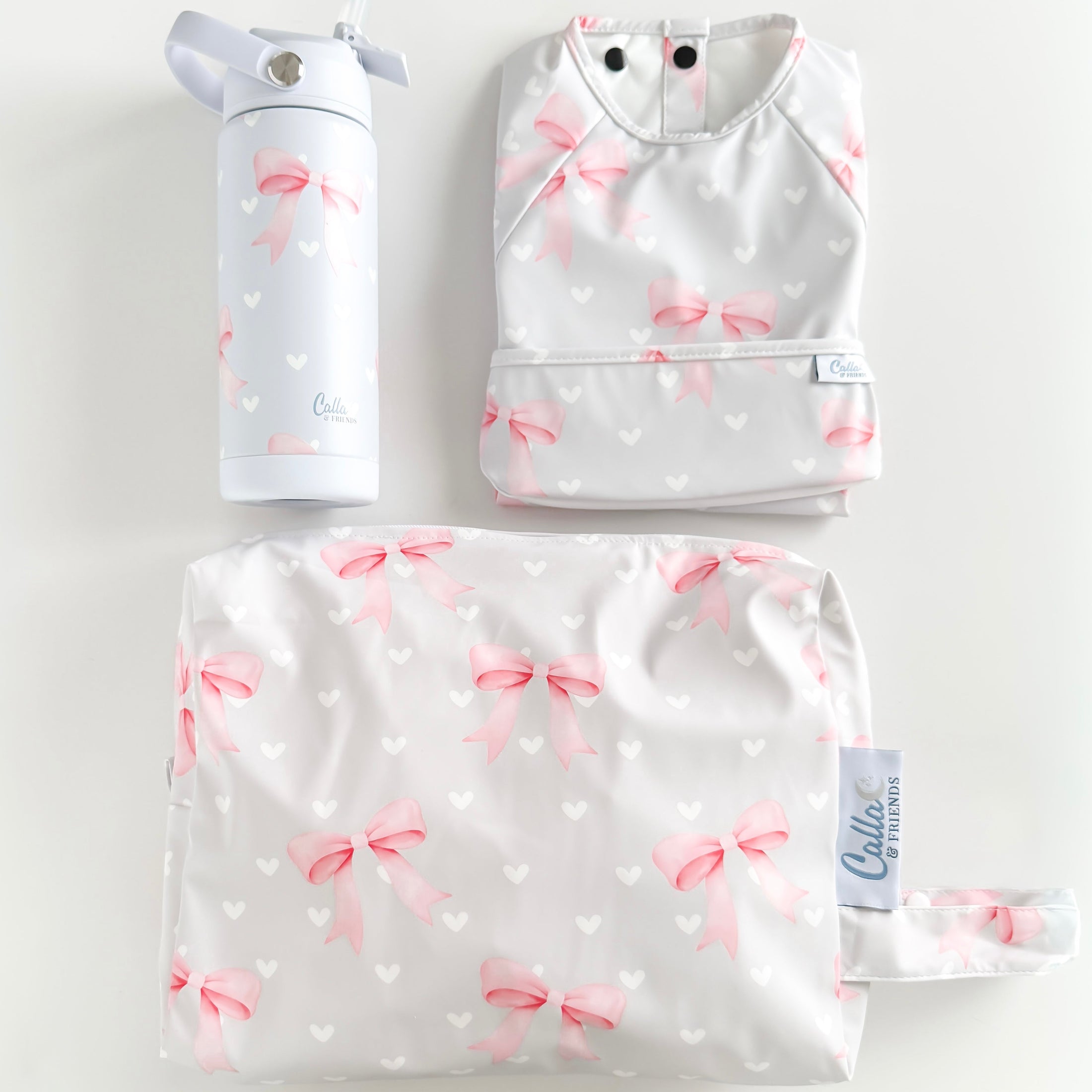 The Grayson Long Sleeve Bib - Sweetheart Bows