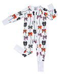 Load image into Gallery viewer, Bamboo Zip Romper | Spooky Bows
