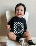 Load image into Gallery viewer, Checkered Ghost Bamboo Sweatshirt Romper
