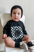 Load image into Gallery viewer, Checkered Ghost Bamboo Sweatshirt Romper

