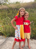 Load image into Gallery viewer, Back to School Crayon Smocked Boys Plaid Shorts Set
