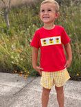 Load image into Gallery viewer, Back to School Crayon Smocked Boys Plaid Shorts Set

