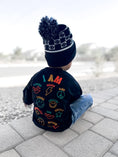 Load image into Gallery viewer, Black Smiley Check Beanie
