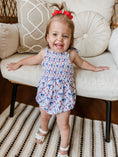 Load image into Gallery viewer, Smocked Red, White and Bows Bamboo Bubble Romper
