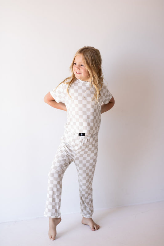 Child Boxy Tee Lounge Set | Checkerboard