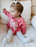 Load image into Gallery viewer, Applique Floral Bow Sweatshirt Romper
