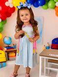 Load image into Gallery viewer, Back To School Girls Striped lapels Bow Dress
