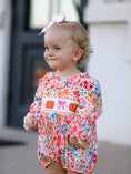 Load image into Gallery viewer, Fall Halloween & Thanksgiving Pumpkin Bow Smock Embroidered Floral Baby Girl Romper
