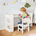 Load image into Gallery viewer, Kids Art Table and Chair Set with Detachable Paper Roll Holder and Cabinet
