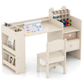 Load image into Gallery viewer, Kids Art Table and Chair Set with Detachable Paper Roll Holder and Cabinet

