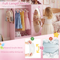 Load image into Gallery viewer, Kids Dress Up Storage with Mirror Roofed Wardrobe Closet with Open Hanging Rack

