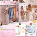 Load image into Gallery viewer, Kids Dress Up Storage with Mirror Roofed Wardrobe Closet with Open Hanging Rack
