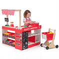 Load image into Gallery viewer, Kids Grocery Store Playset Wooden Pretend Play Supermarket with Shopping Cart

