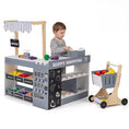 Load image into Gallery viewer, Kids Grocery Store Playset Wooden Pretend Play Supermarket with Shopping Cart
