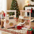 Load image into Gallery viewer, Kids Pizza Food Truck Wooden Pretend Play Snack Cart with Oven-Pink
