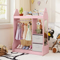 Load image into Gallery viewer, Kids Play Armoire Dresser with Cloth Hanger-Pink
