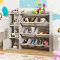 Load image into Gallery viewer, Kids Toy Storage and Bookshelf with Open Shelves and Single-door Cabinet
