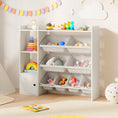 Load image into Gallery viewer, Kids Toy Storage and Bookshelf with Open Shelves and Single-door Cabinet
