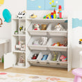 Load image into Gallery viewer, Kids Toy Storage and Bookshelf with Open Shelves and Single-door Cabinet
