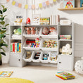 Load image into Gallery viewer, Kids Toy Storage and Bookshelf with Boxes and Open Shelves
