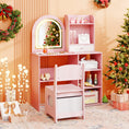 Load image into Gallery viewer, Kids Vanity Set Princess Girls Makeup Vanity Desk with Chair and 3-Color LED Lighted Mirror
