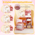 Load image into Gallery viewer, Kids Vanity Set Princess Girls Makeup Vanity Desk with Chair and 3-Color LED Lighted Mirror
