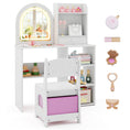 Load image into Gallery viewer, Kids Vanity Set Princess Girls Makeup Vanity Desk with Chair and 3-Color LED Lighted Mirror
