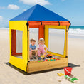 Load image into Gallery viewer, Kids Wooden Sandbox with Canopy Large Sand Pit with Mesh Windows and Bottom Liner-Multicolor

