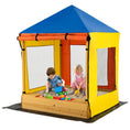 Load image into Gallery viewer, Kids Wooden Sandbox with Canopy Large Sand Pit with Mesh Windows and Bottom Liner-Multicolor
