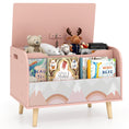 Load image into Gallery viewer, Kids Wooden Toy Box with Front Bookshelf and 4 Solid Wood Legs for Playroom
