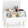 Load image into Gallery viewer, Kids Wooden Toy Box with Front Bookshelf and 4 Solid Wood Legs for Playroom
