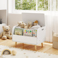 Load image into Gallery viewer, Kids Wooden Toy Box with Front Bookshelf and 4 Solid Wood Legs for Playroom
