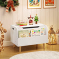 Load image into Gallery viewer, Kids Wooden Toy Box with Front Bookshelf and 4 Solid Wood Legs for Playroom
