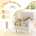 Load image into Gallery viewer, Kids Wooden Toy Box with Front Bookshelf and 4 Solid Wood Legs for Playroom
