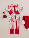 Load image into Gallery viewer, Bamboo Zip Romper | Santa Patchwork
