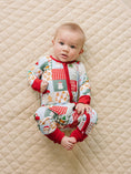 Load image into Gallery viewer, Bamboo Zip Romper | Christmas Patchwork
