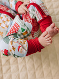 Load image into Gallery viewer, Bamboo Zip Romper | Christmas Patchwork
