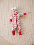 Load image into Gallery viewer, Bamboo Zip Romper | Santa Patchwork
