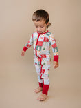 Load image into Gallery viewer, Bamboo Zip Romper | Christmas Patchwork
