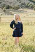 Load image into Gallery viewer, Navy Peter Pan Collar Pleated Skirt Set
