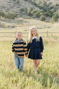 Load image into Gallery viewer, Navy Peter Pan Collar Pleated Skirt Set

