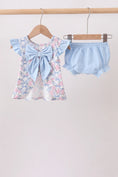 Load image into Gallery viewer, BLUE FLORAL BOW BLOOMER SET
