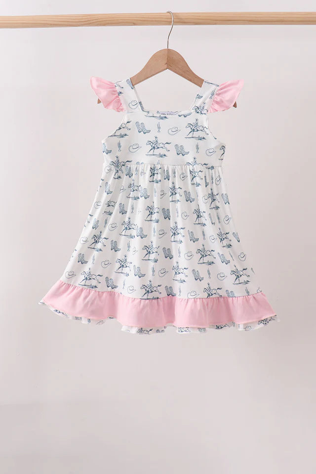 PINK COWBOY RUFFLE DRESS