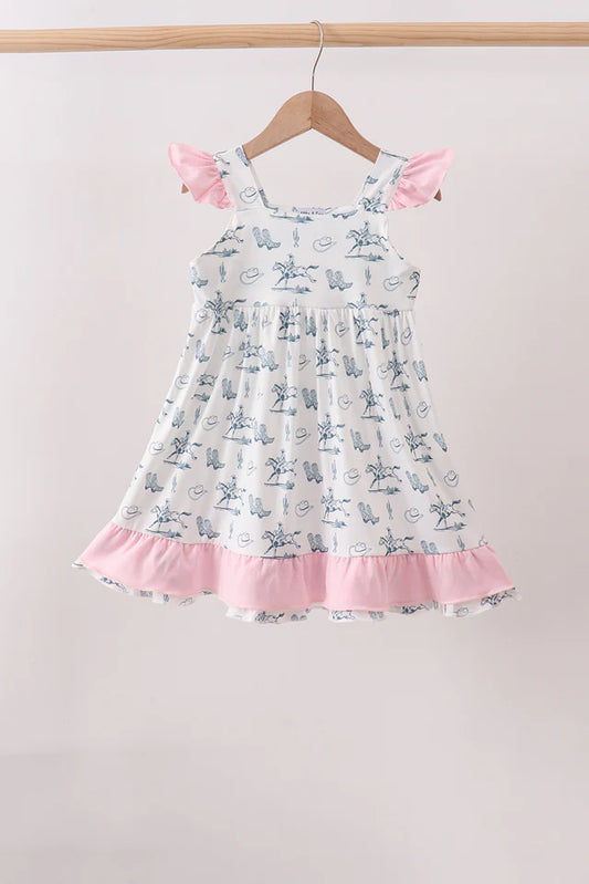 PINK COWBOY RUFFLE DRESS