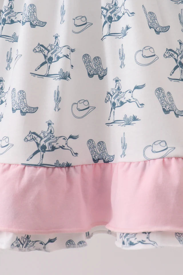 PINK COWBOY RUFFLE DRESS