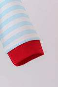 Load image into Gallery viewer, Blue Stripe Holly Jolly Romper
