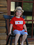Load image into Gallery viewer, Boys Back to School Pencil Apple Applique Plaid Shorts Set
